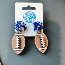 Custom Team Spirit Bead Topped Hand Painted Football Dangle Earrings.