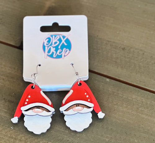 Santa Claus Christmas Hand Painted Wooden Dangle Multi Layer Earrings