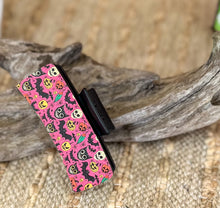 Large Halloween Hair Claw Clip – 4.1 Inch Pink Skull Pumpkin Bat Pattern – Spooky Seasonal Hair Accessory Handmade in OBX