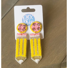 Pencil Seed Beaded Drop Earrings in Yellow and Pastel - OBX Prep
