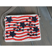 Patriotic Red White Blue Stars Stripes Beaded Coin Purse - OBX Prep