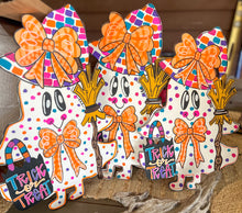 Bright Pop Ghost Girl Door Hanger Sign Hand painted 