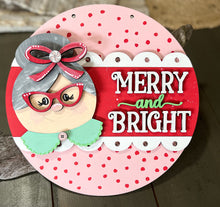 Merry and Bright Mrs. Clause Christmas 10.5" Sign Decor Hand Painted.