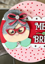 Merry and Bright Mrs. Clause Christmas 10.5" Sign Decor Hand Painted.