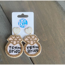 Team Bride Ring Handmade Seed Beaded Drop Earrings - OBX Prep