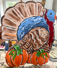 Hand-Painted Turkey Door Hanger – Autumn & Thanksgiving Decor, 18" Wooden Sign