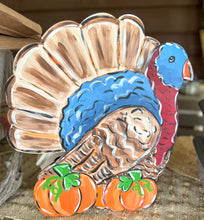 Hand-Painted Turkey Door Hanger – Autumn & Thanksgiving Decor, 18" Wooden Sign