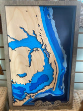 OBX Bathymetric Wood Map, Outer Banks Topographical Wood Wall Map and Home Decor