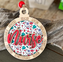 Handcrafted Nurse Ornament – Layered Wood Christmas Ornament with Engraved Words