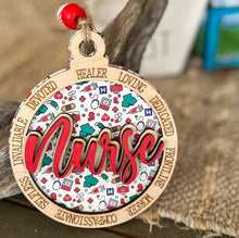 Handcrafted Nurse Ornament – Layered Wood Christmas Ornament with Engraved Words