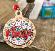Handcrafted Nurse Ornament – Layered Wood Christmas Ornament with Engraved Words