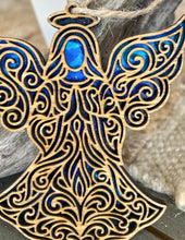 Angel Line Art Ornament | Handmade in OBX | Wooden Christmas Ornament with Starry Sky