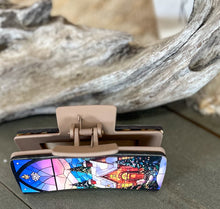 Christmas Stained Glass Hair Claw | Winter Window Print | Handmade in OBX