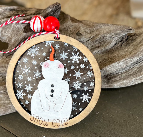 Snow Cold Snowman Ornament | OBX Hand Painted Christmas Decor