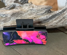 Pink & Black Marble Hair Claw | Handcrafted 4.1” Hair Clip | Pattern Ply Design with Gold Streaks | Made in the OBX