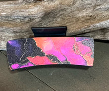 Pink & Black Marble Hair Claw | Handcrafted 4.1” Hair Clip | Pattern Ply Design with Gold Streaks | Made in the OBX