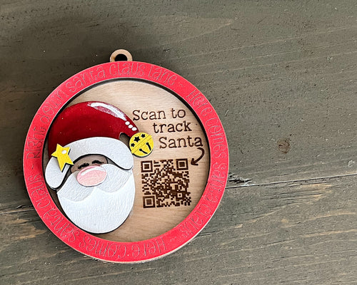 Santa Claus Santa Tracker Christmas Ornament - Hand Painted Wood.