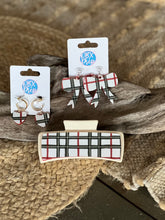 Holiday Plaid Bow Earrings – Handcrafted in the Outer Banks