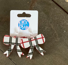 Holiday Plaid Bow Earrings – Handcrafted in the Outer Banks