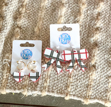 Holiday Plaid Bow Earrings – Handcrafted in the Outer Banks