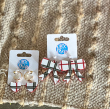 Holiday Plaid Bow Earrings – Handcrafted in the Outer Banks