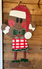 Gingerbread Man, Woman, Boy and Girl Ribbon Legs Christmas Winter Door Hanger Sign