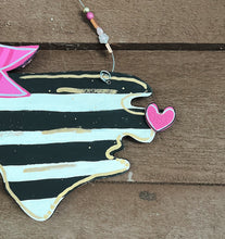 Preppy State Love Black White Pink and Gold Door Hanger Sign.