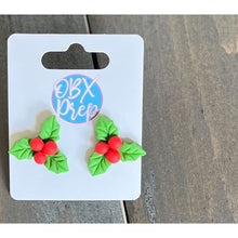 Christmas Holly Polymer Clay Stud Earrings - OBX Prep