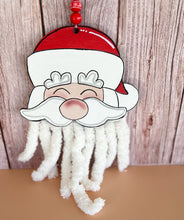 Hand-Painted Santa Claus Christmas Ornament with Fuzzy Beard.