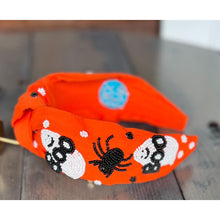 Boo Spider Halloween Top Knot Seed Beaded Handmade Headband - OBX Prep
