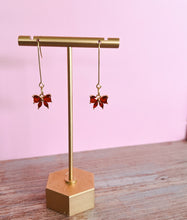 Christmas Red Cubic Zirconia Bow Drop Earrings.