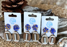 Custom Team Spirit Bead Topped Hand Painted Football Dangle Earrings