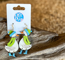 Winter Goose Dangle Earrings – Hand Painted Baltic Birch | OBX Handmade