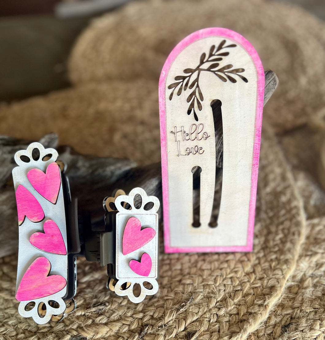 Hello Love Valentine's Day Heart Hair Claw Clip Gift Set