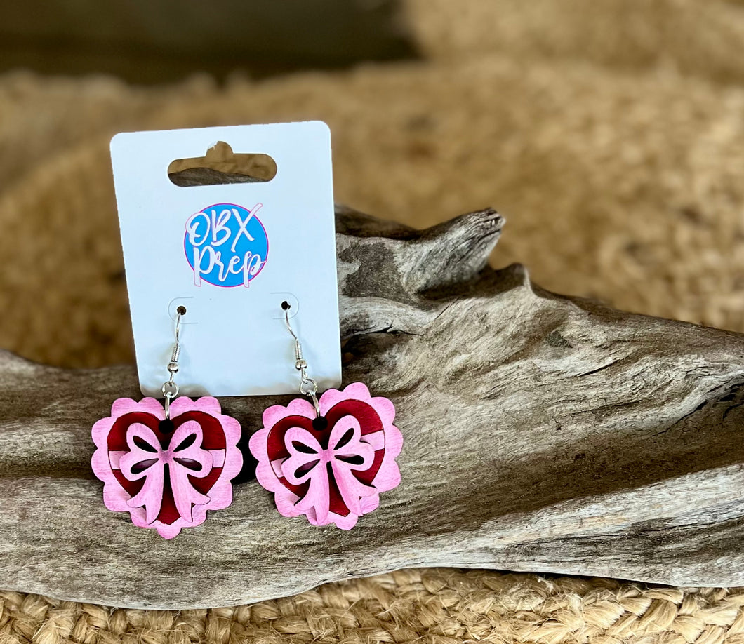 Valentine's Day Hand Painted Dangle Heart Earrings