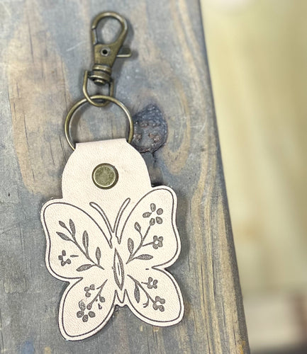 Leather Butterfly Boho Keychain