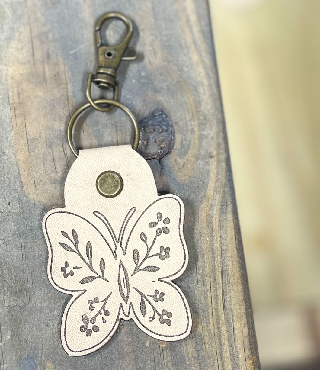 Leather Butterfly Boho Keychain