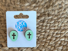 The Lord is My Shepherd Dangle and Stud Earrings, Cross Earrings, and Lamb Earrings.