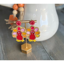 Turkey Autumn and Thanksgiving Seed Bead Dangle Earrings - OBX Prep