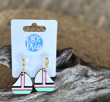 Preppy Coastal Sailboat Wood Earrings – Hand-Painted & Made in the USA