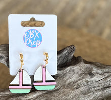 Preppy Coastal Sailboat Wood Earrings – Hand-Painted & Made in the USA.