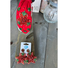 Poinsettia Red Christmas Beaded Earrings - OBX Prep