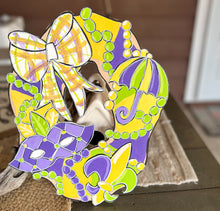 Hand-Painted Mardi Gras King Cake Door Hanger – Festive & Fun! 🎭💜💛💚.