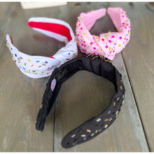 Confetti Beaded Top Knot Headband in Pink, Black and Gold, and White Multi-Colors WS