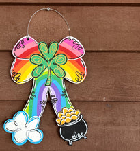 Hand-Painted St. Patrick’s Day Door Hanger – Rainbow, Shamrock & Pot of Gold 🌈🍀✨