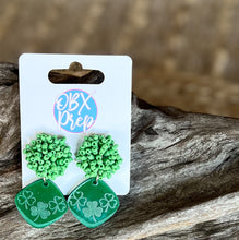 Handmade Green Acrylic Shamrock Earrings – Festive & Lucky! 🍀✨