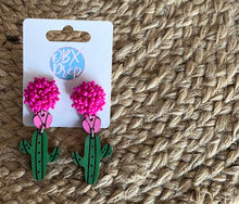 Handmade Hand-Painted Cactus Earrings – Southwestern Charm with a Pop of Pink! 🌵✨.