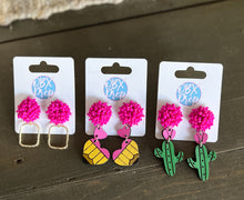 Handmade Hand-Painted Cactus Earrings – Southwestern Charm with a Pop of Pink! 🌵✨.