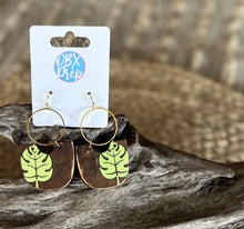 Handmade Hand-Painted Monstera Leaf Wood Earrings – Tropical & Chic! 🌿✨.