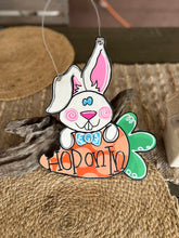 Hand-Painted "Hop On In" Bunny & Carrot Door Hanger – Whimsical Easter Decor! 🐰🥕✨.